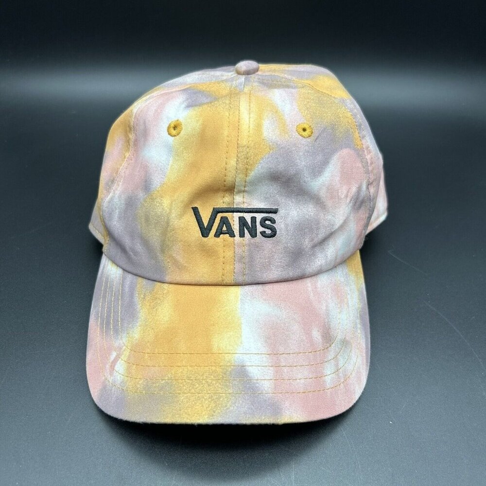VANS Hat Tie Dye Spray Paint Baseball Cap StrapBack Embroidered Logo Pink